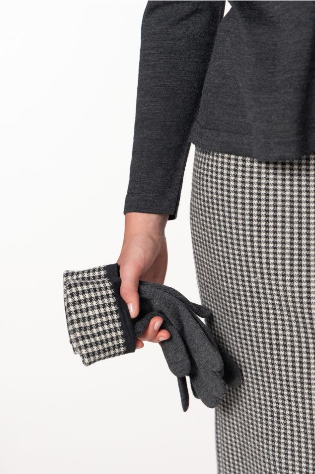 Gingham Jacquard Knit Gloves
