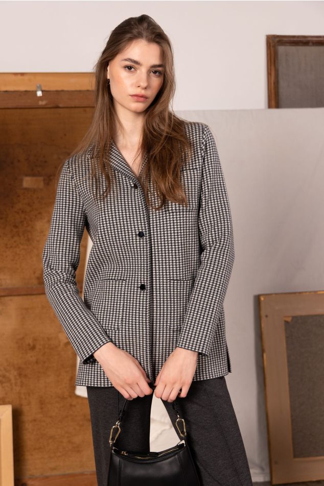 Gingham Jacquard-Knit Jacket