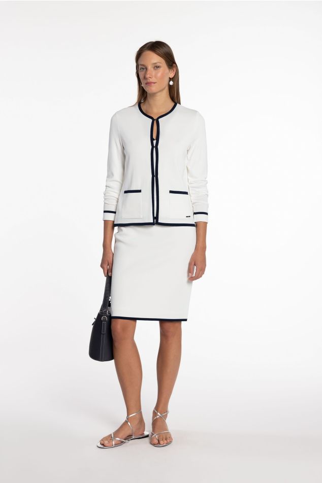 Pencil Skirt in Knit with Contrast Trims