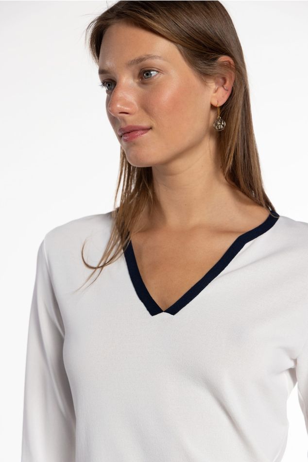 Knit Sweater with Contrast Trims