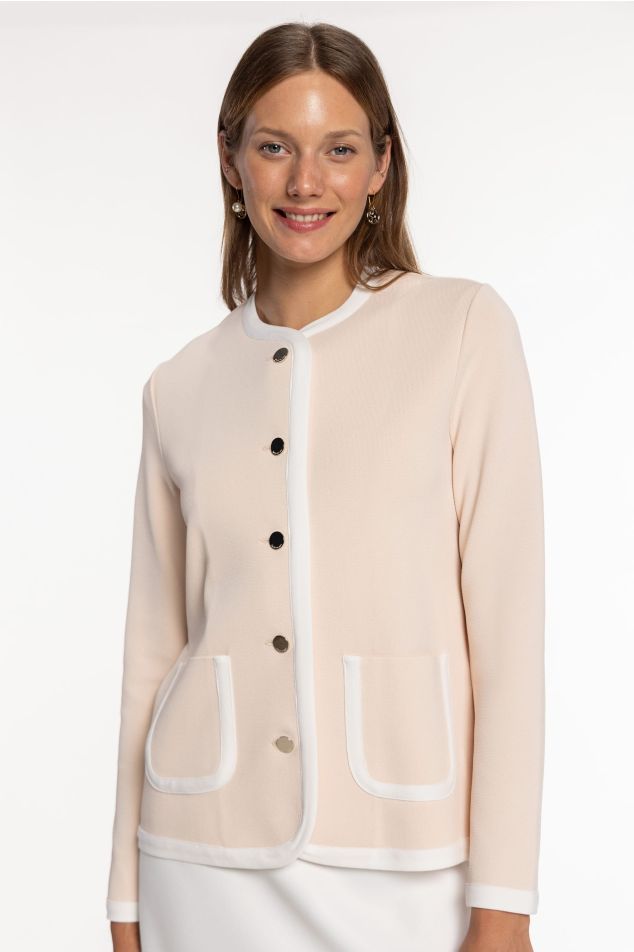 Knit Jacket with Contrast Trims
