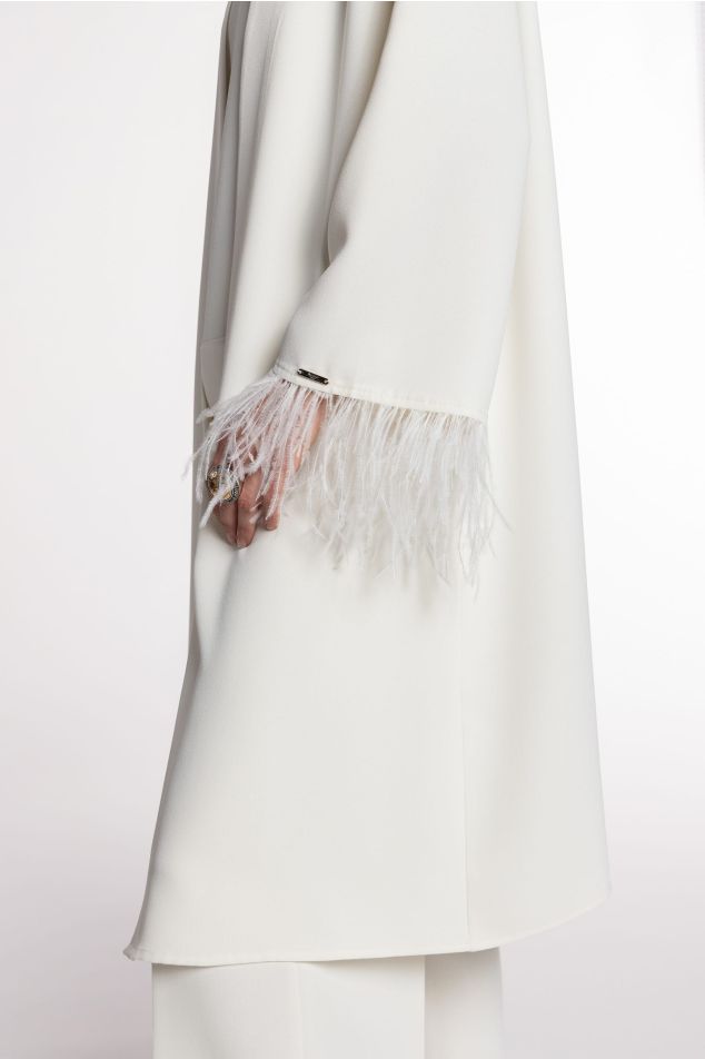 Double Crepe Kimono with Ostrich Feathers