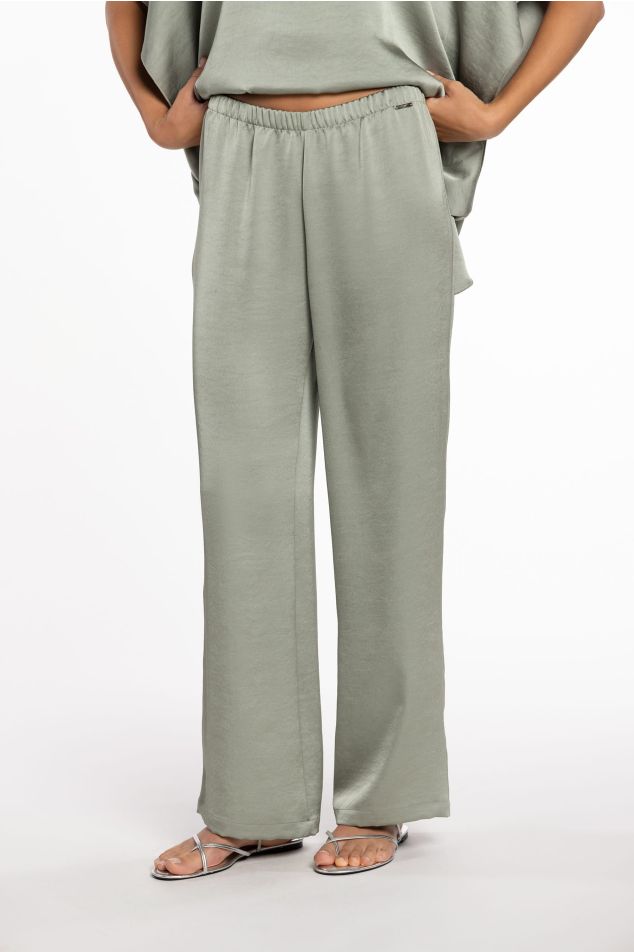 Double Satin Pants with Elastic Waistband