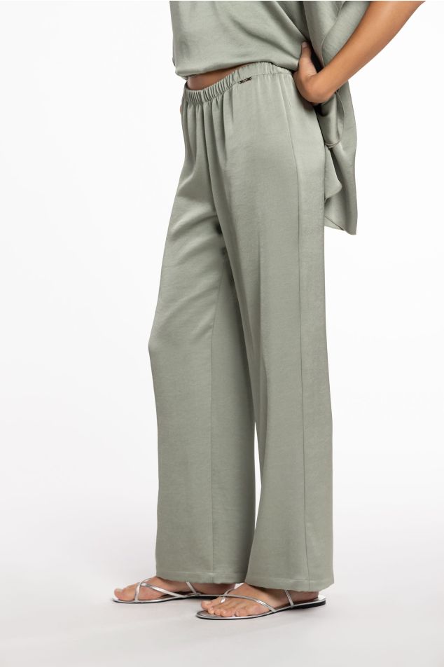 Double Satin Pants with Elastic Waistband
