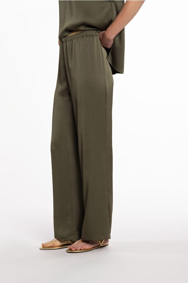 Double Satin Pants with Elastic Waistband