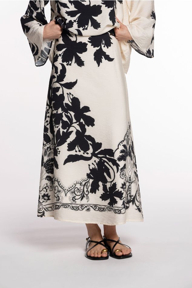 Floral Crinkled Maxi Skirt