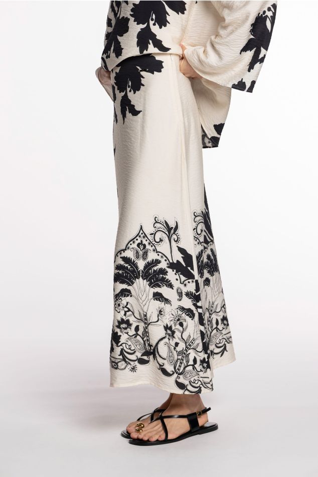 Floral Crinkled Maxi Skirt