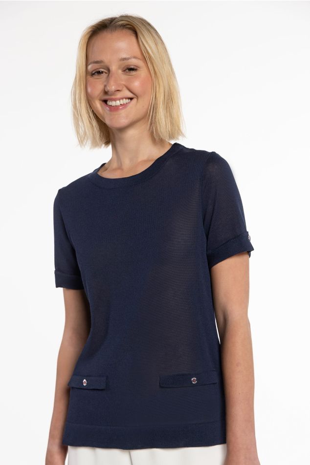 Short-Sleeved Knit Sweater