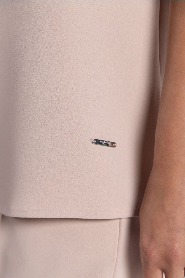 Short-Sleeved Double Crepe Blouse