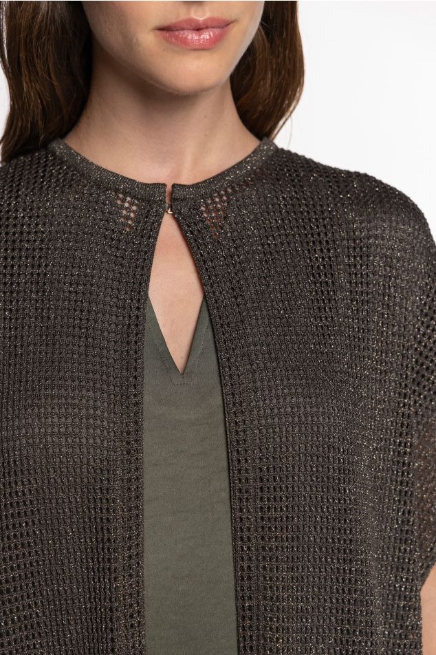 Openwork Knit Cape with Lurex