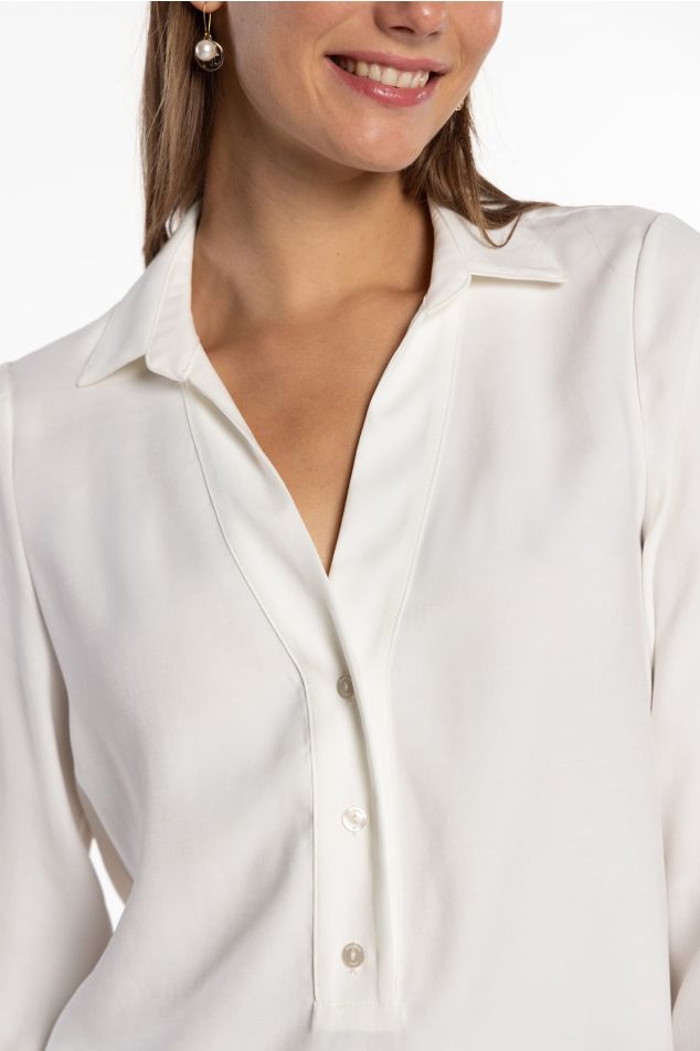 Cupro Blouse with Shirt Collar