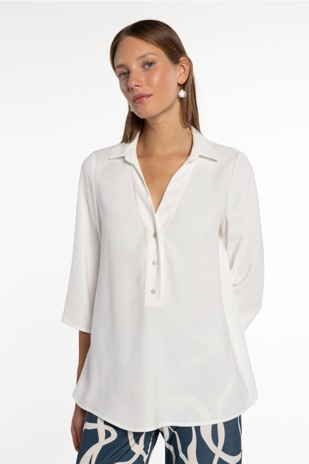 Cupro Blouse with Shirt Collar