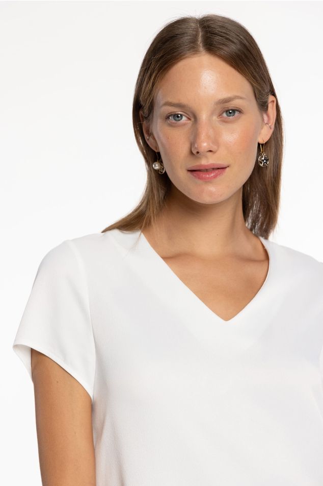 Short-Sleeved Satin Blouse