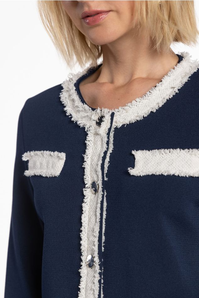 Knit Jacket with Tweed Trims