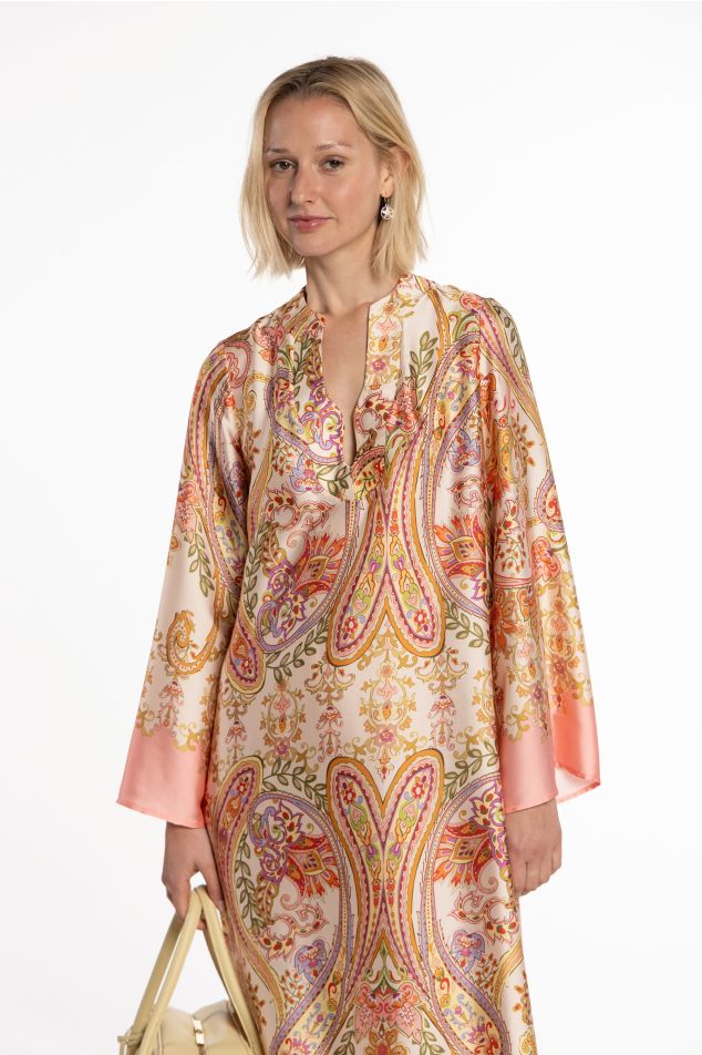 Paisley Print Satin Dress
