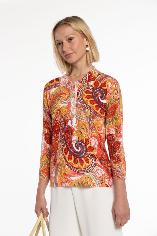 Paisley Print Knit Sweater