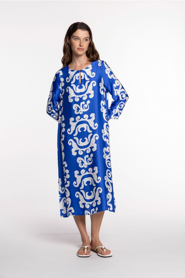 Printed Satin Midi Dress