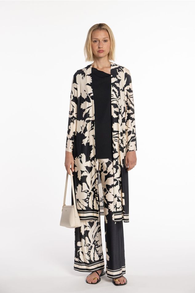 Floral Printed Jersey Kimono