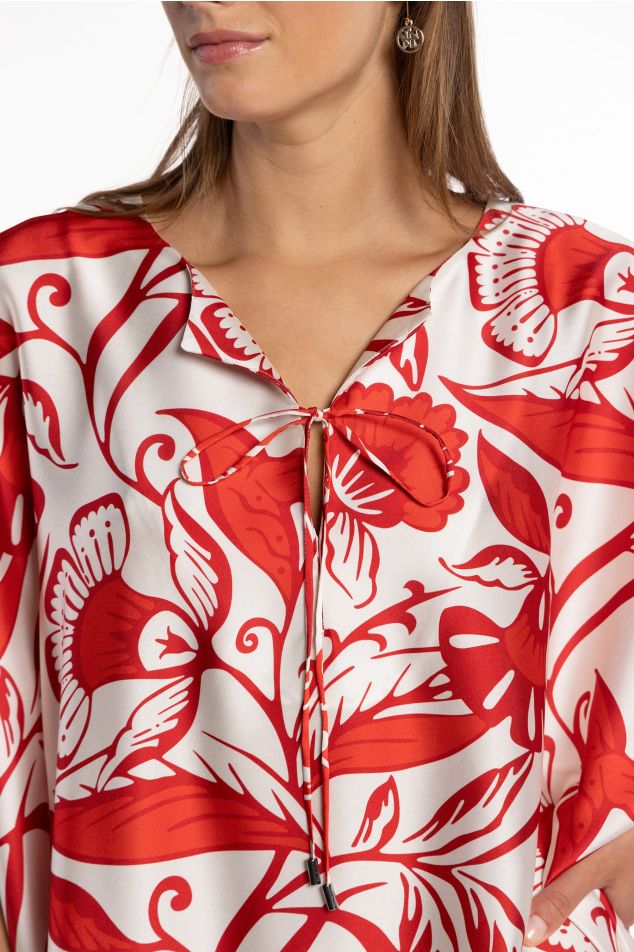 Floral Tie Twill Caftan