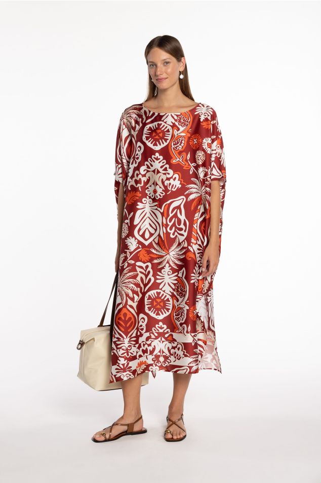 Caftán de twill floral étnico