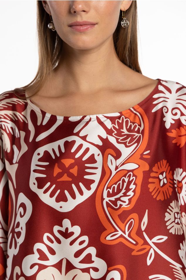 Caftán de twill floral étnico