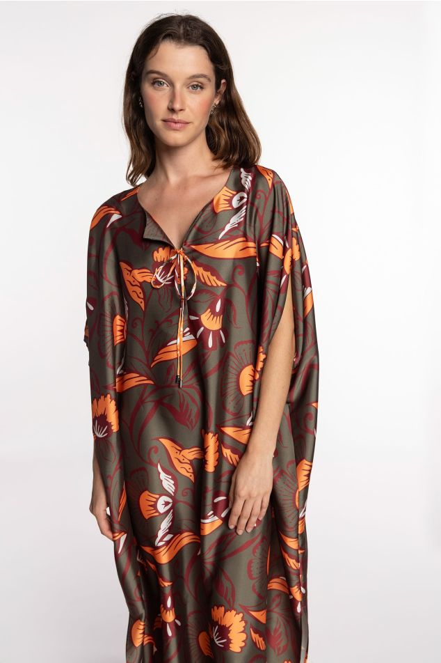 Floral Tie Twill Caftan
