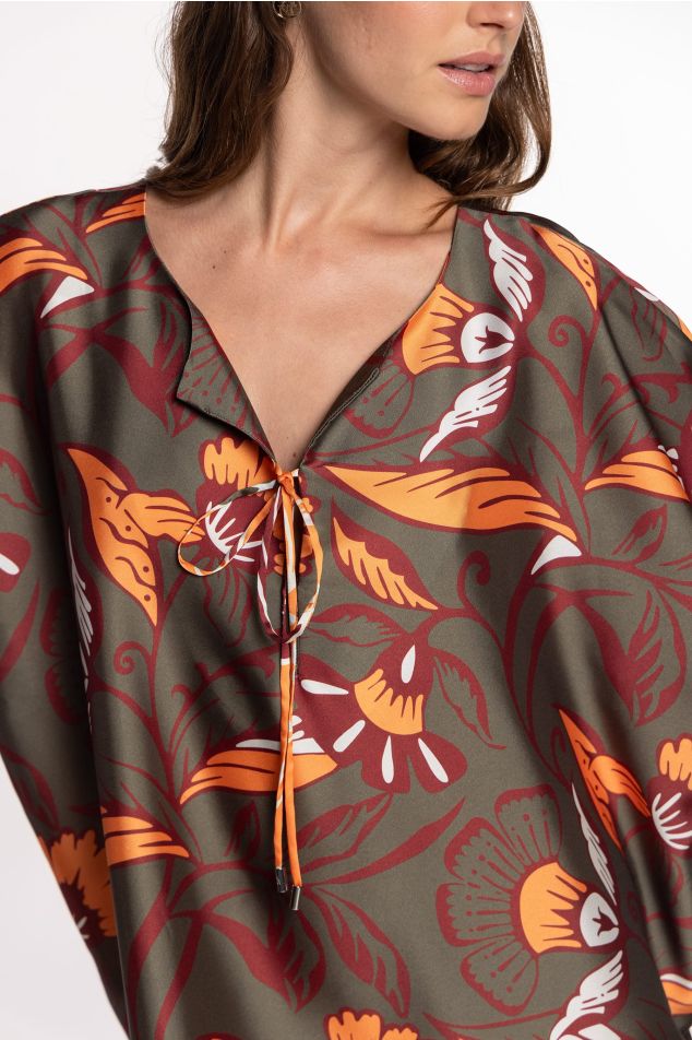 Floral Tie Twill Caftan