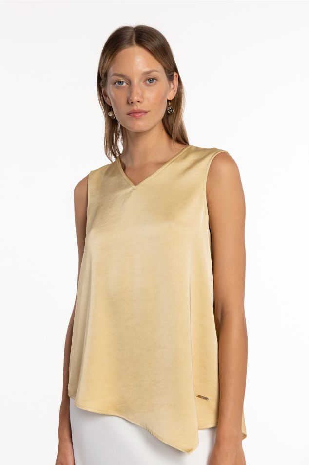 Asymmetrical Double Satin Blouse