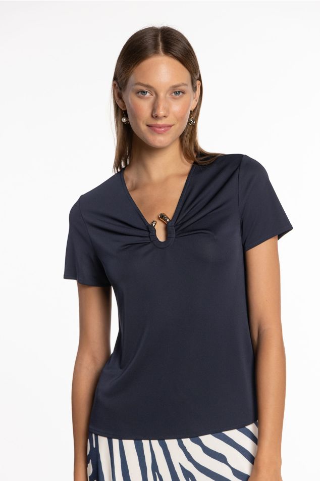 Jersey Top with Metallic Appliqué