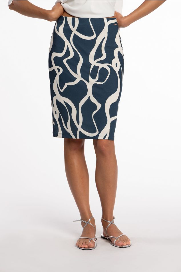 Printed Jersey Pencil Skirt