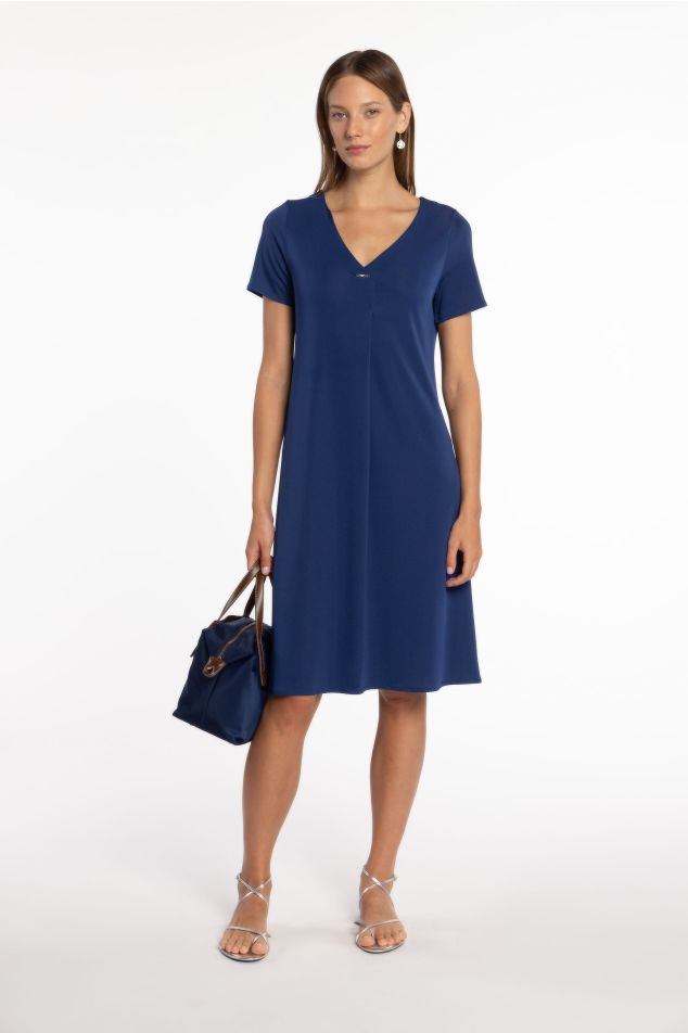 Jersey Dress with Central Pleat