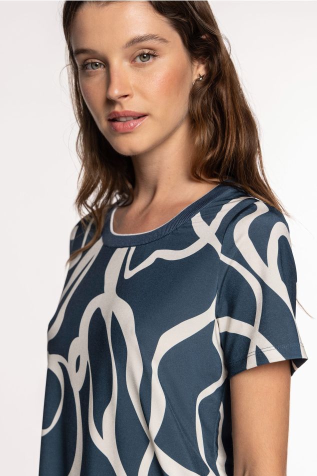 Circular knit short-sleeve top with contrast trims