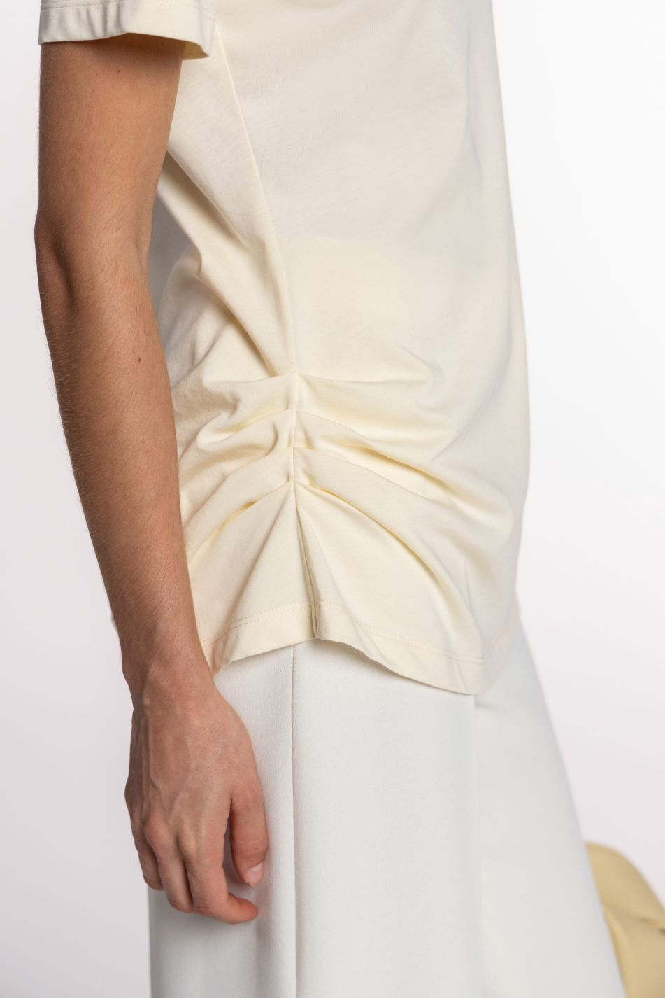 Cotton T-Shirt with Side Gathering
