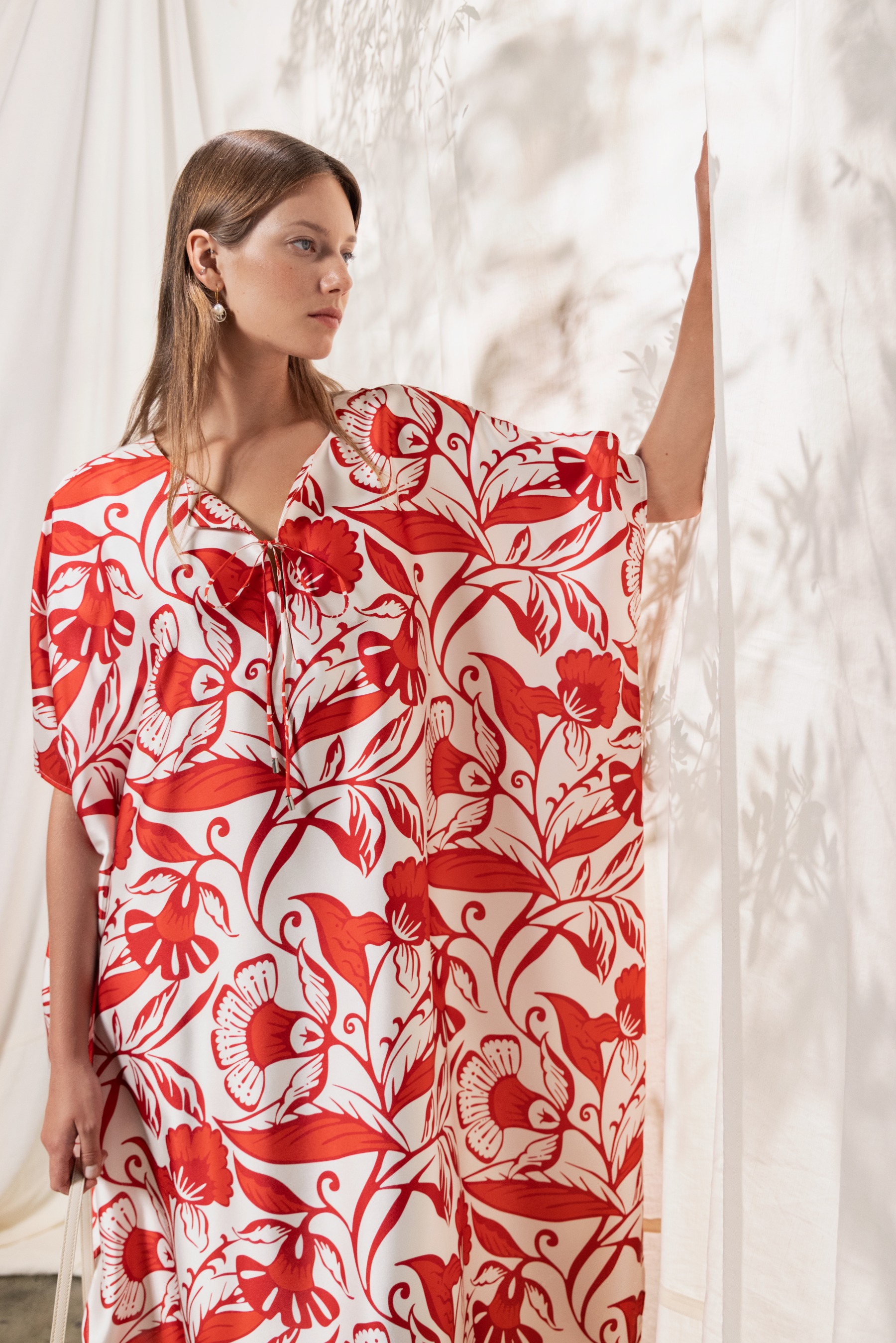 Caftán de twill floral