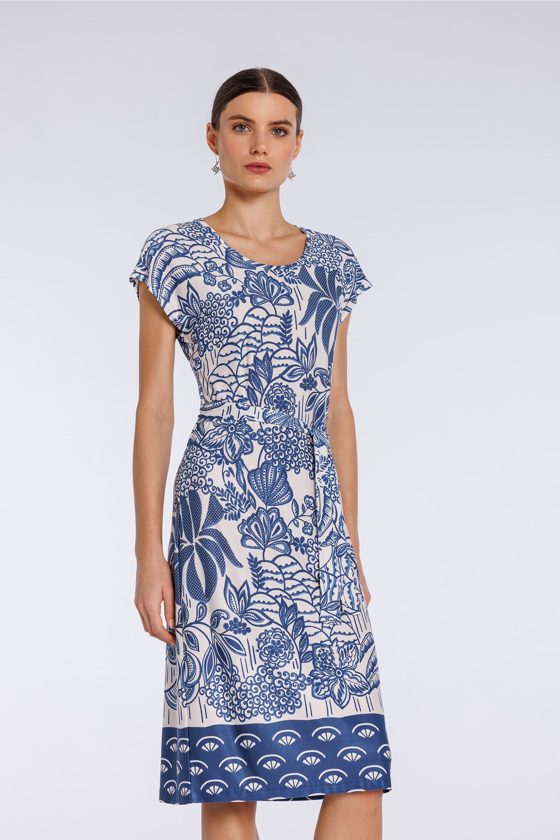Vestido azul con estampado Toile de Jouy