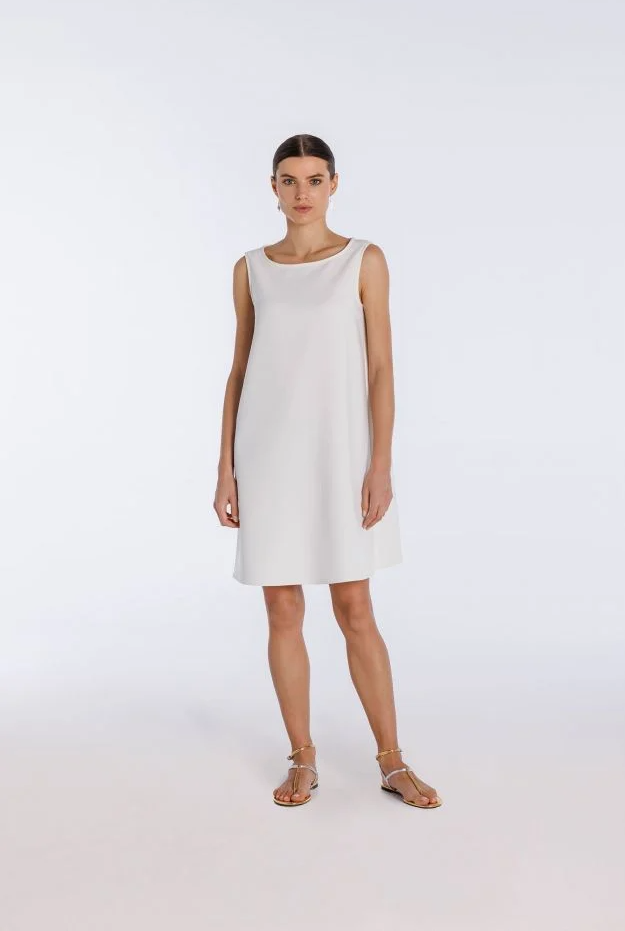 Vestido blanco midi para mujer de corte clásico