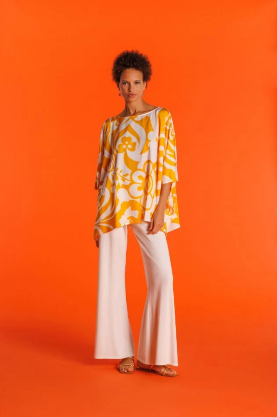 Caftán estampado para mujer de color amarillo