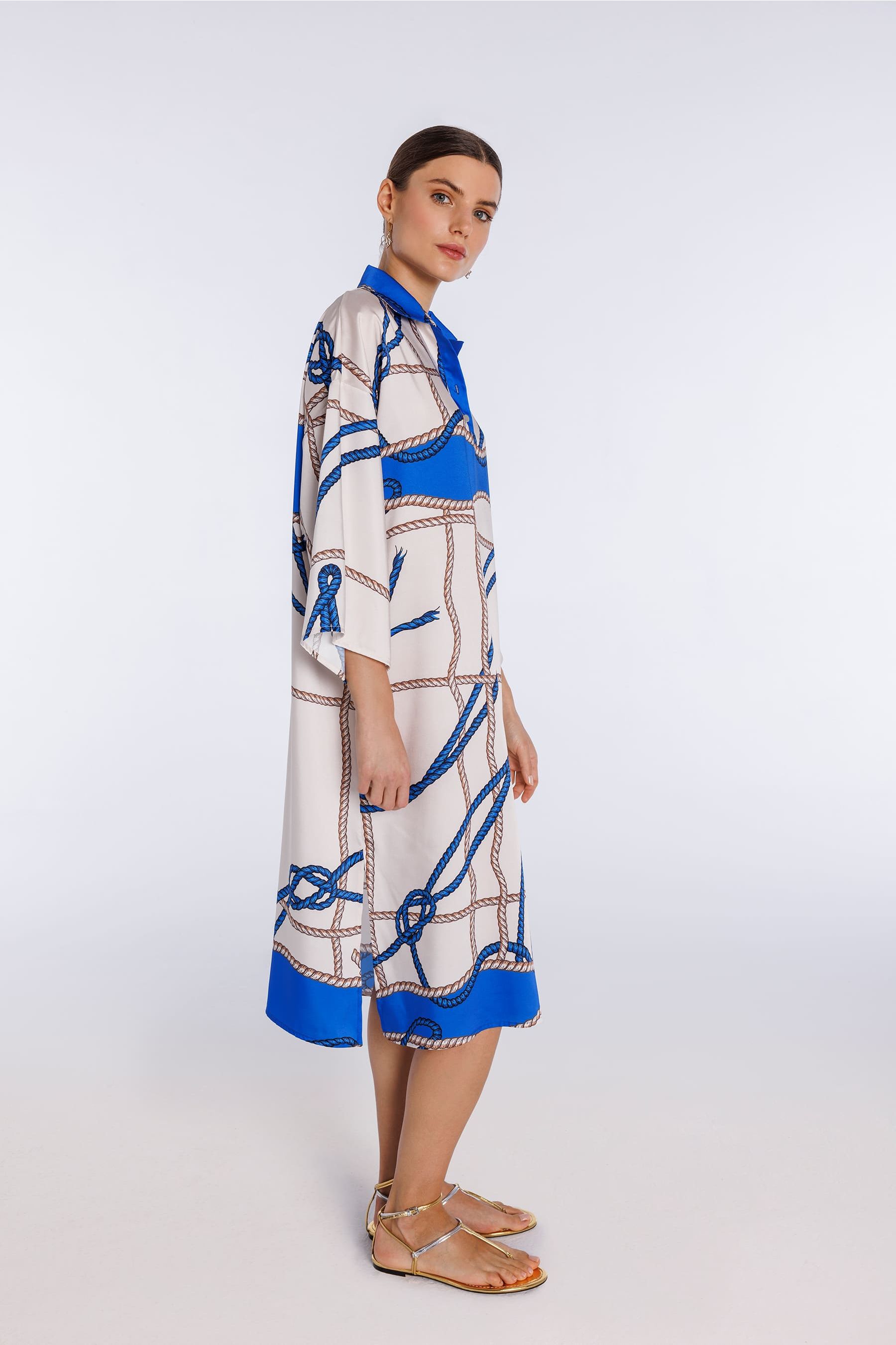 Vestido fluido con estampado náutico